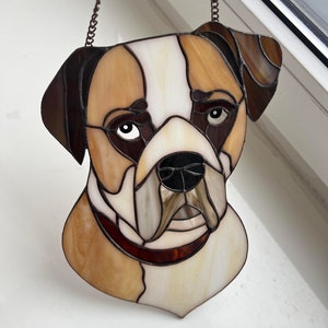 Stained glass dog portrait Custom stained glass Stained glass pet portrait from photo image 9