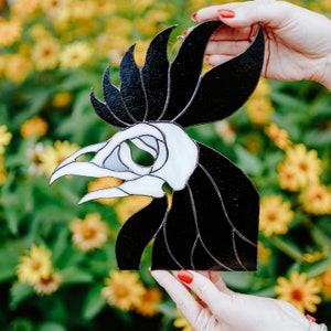Rooster stained glass Gothic window/wall decor Halloween suncatcher Horror decorations image 3