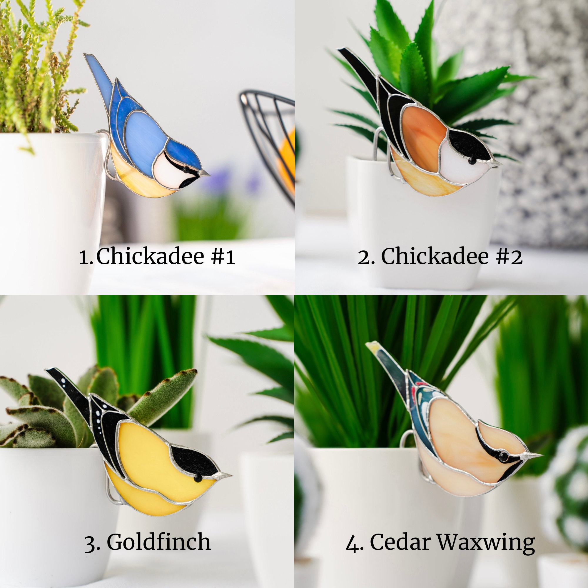 Stained glass Blue Jay Bird Suncatcher Stained glass planter decor 50th birthday gift for women Unique handmade gift Home Plant Dicoretion