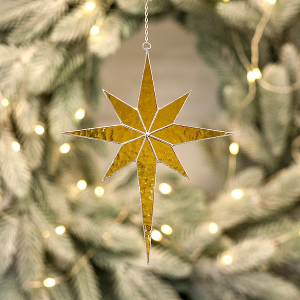 Stained glass Christmas star decorations window hanging suncatcher Star ornament Christmas gifts