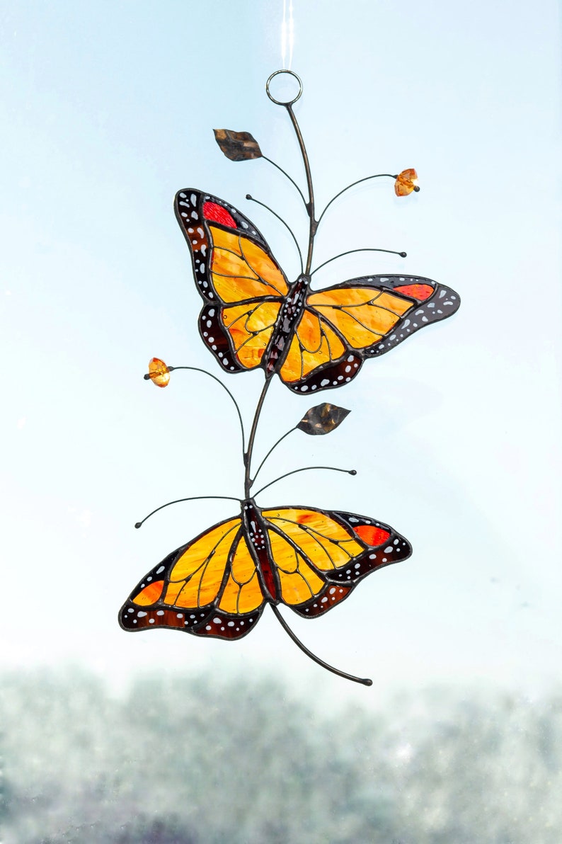 Monarch Butterfly suncatcher from stained glass window Etsy