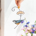 Stained Glass Nuthatch Bird Suncatcher Custom Stained Glass Window Hanging Home Decor Garden Decoration Gift for Mom Mother's Day product logo