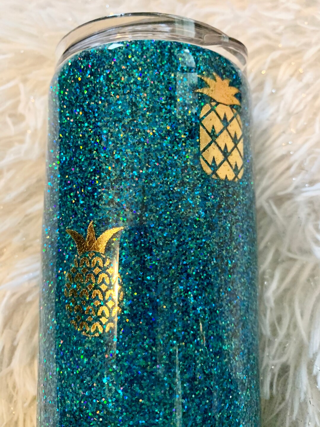 Beach Tumbler. Pineapple Tumbler. Glitter & Epoxy Tumbler. Stainless