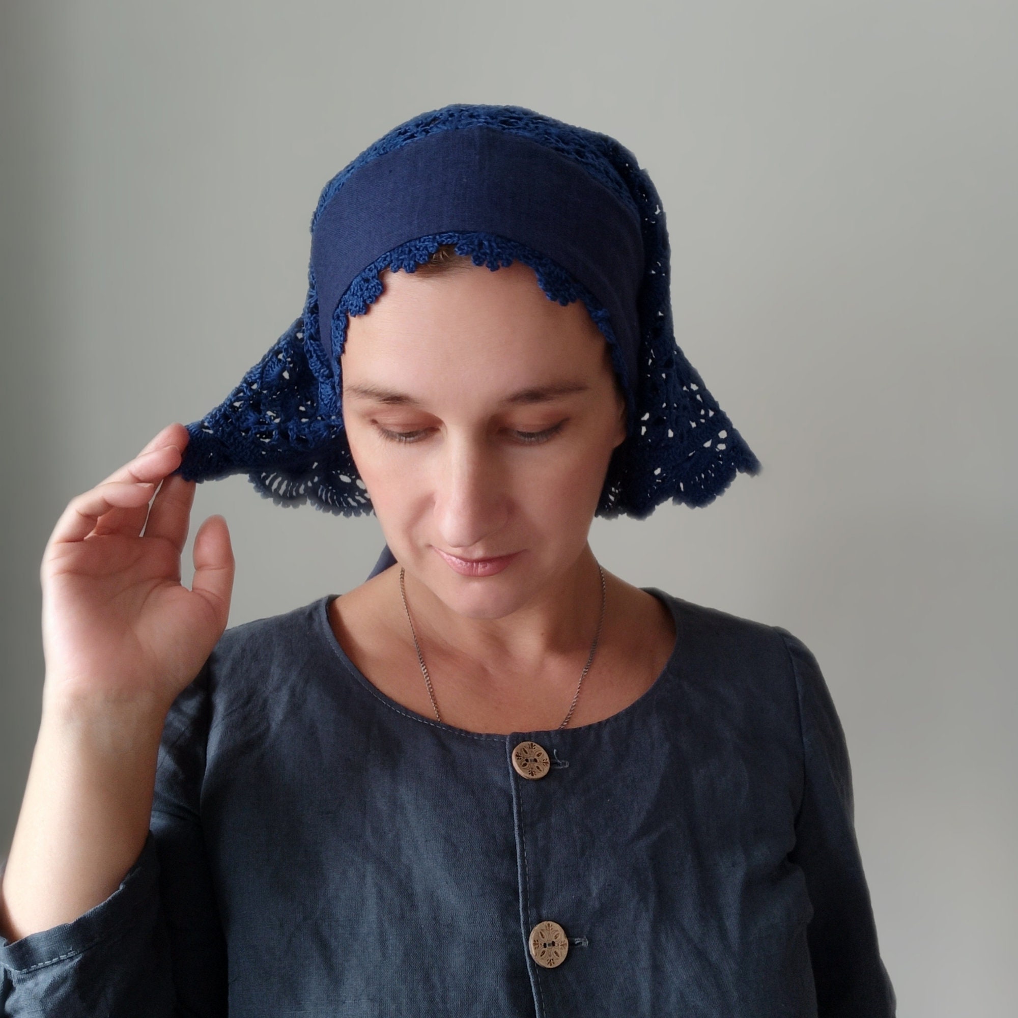 Catholic head covering Chapel veil with tie Etsy