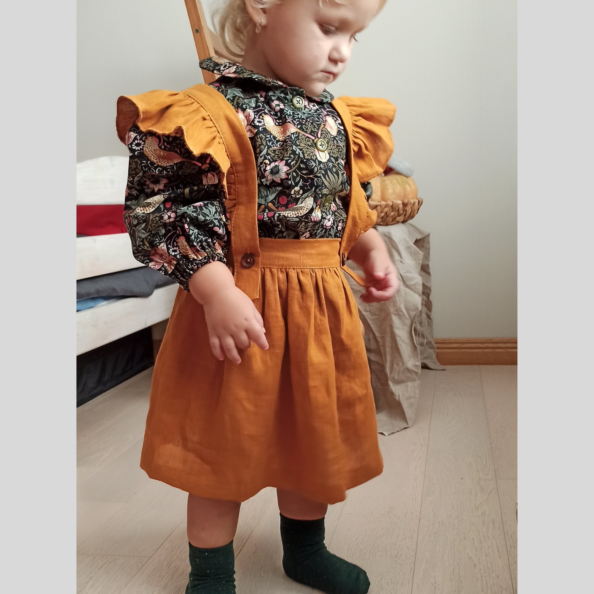 Linen pinafore girls Apron dress girls Etsy