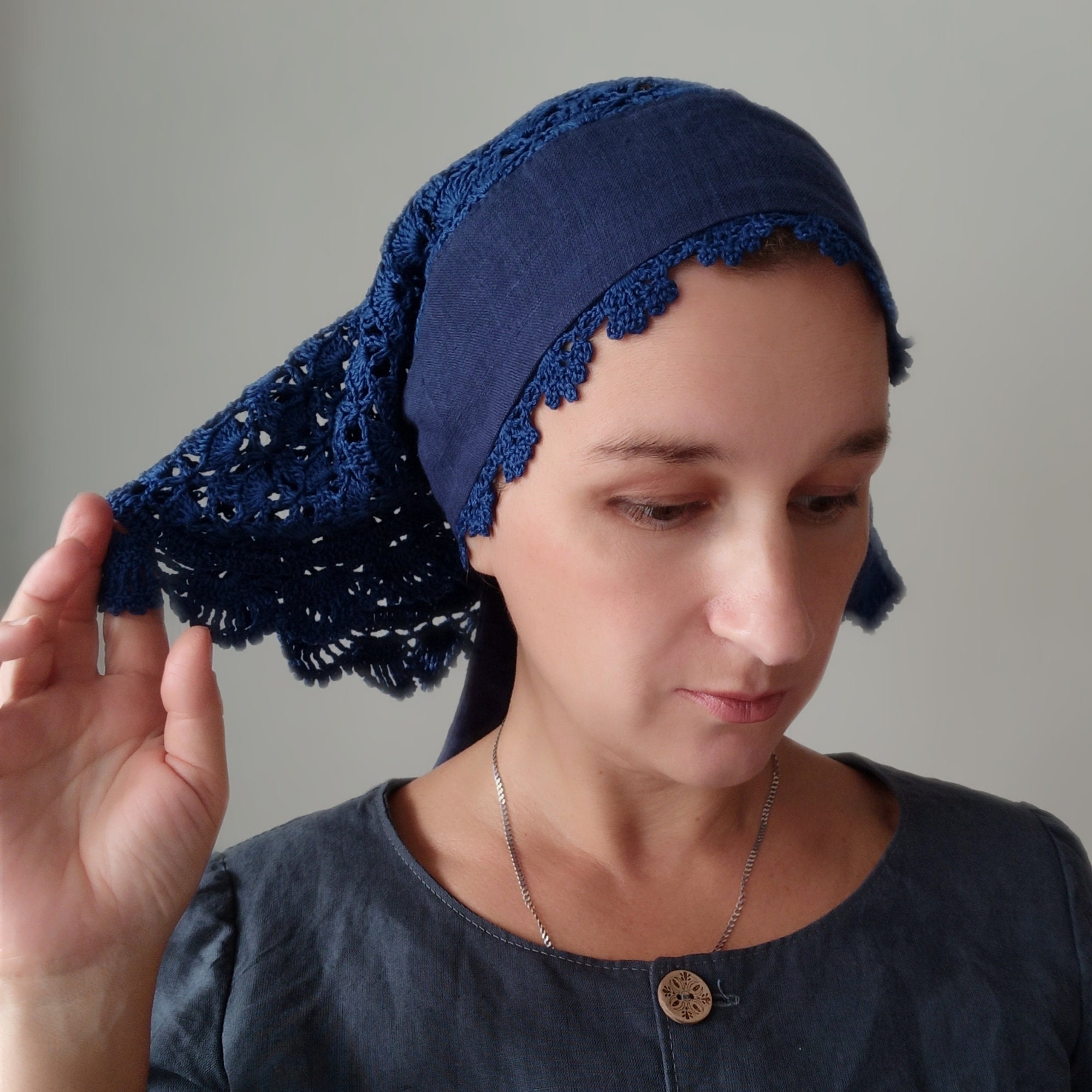 Catholic head covering Chapel veil with tie Etsy