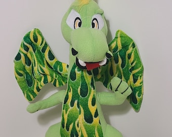 14 inch plush Green Fire Dragon, made by Toy Factory, good condition