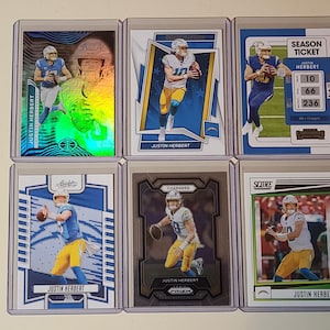 Justin Herbert 6 Football Card Lot Illusions, Panini Contenders, Prizm, Score