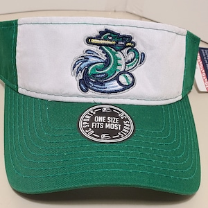 May include: Green and white baseball visor with a green seahorse logo and the text "DC Sports One Size Fits Most" on the back.