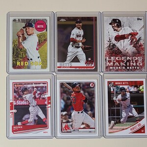 Mookie Betts 6 Baseball Card lot Topps Heritage, Donruss, Bowman