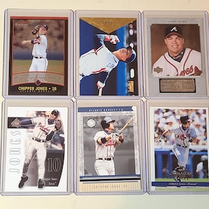 Chipper Jones 6 Baseball Card lot Bowman Chrome, Pinnacle, Upper Deck