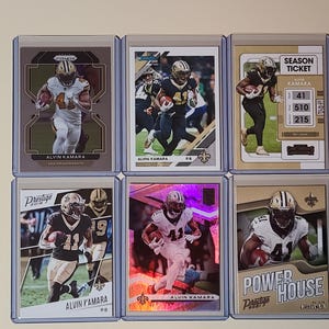 Alvin Kamara 6 Football Card Lot Panini Prizm, Donruss, Contenders, Prestige