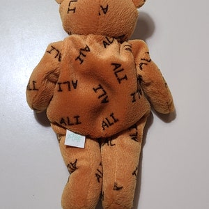 Puf de felpa de 8 pulgadas, muñeco Muhammad Ali Teddy Bear, buen estado imagen 2