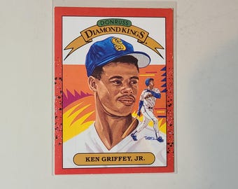 rare 1990 donruss baseball cards Diamond Kings #4 Ken Griffey Jr. Mariners 2nd Year Card surface and centering **RARE ERROR CARD** 1990 Donruss