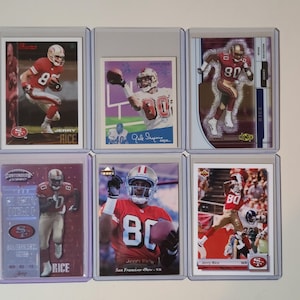Jerry Rice 6 Football Card Lot Bowman, Upper Deck, Playoff Contenders