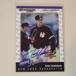 Nick Johnson 2001 Donruss Rated Rookie Autograph Baseball Card serial numbered #ed /55