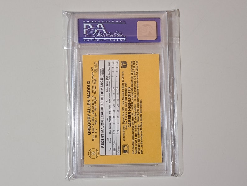 1987 Donruss Greg Maddux RC Rookie Baseball Card graded PSA 9 Mint image 2