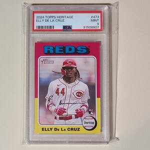 Elly De La Cruz 2024 Topps Heritage RC Rookie Tarjeta de béisbol calificada PSA 9 Mint