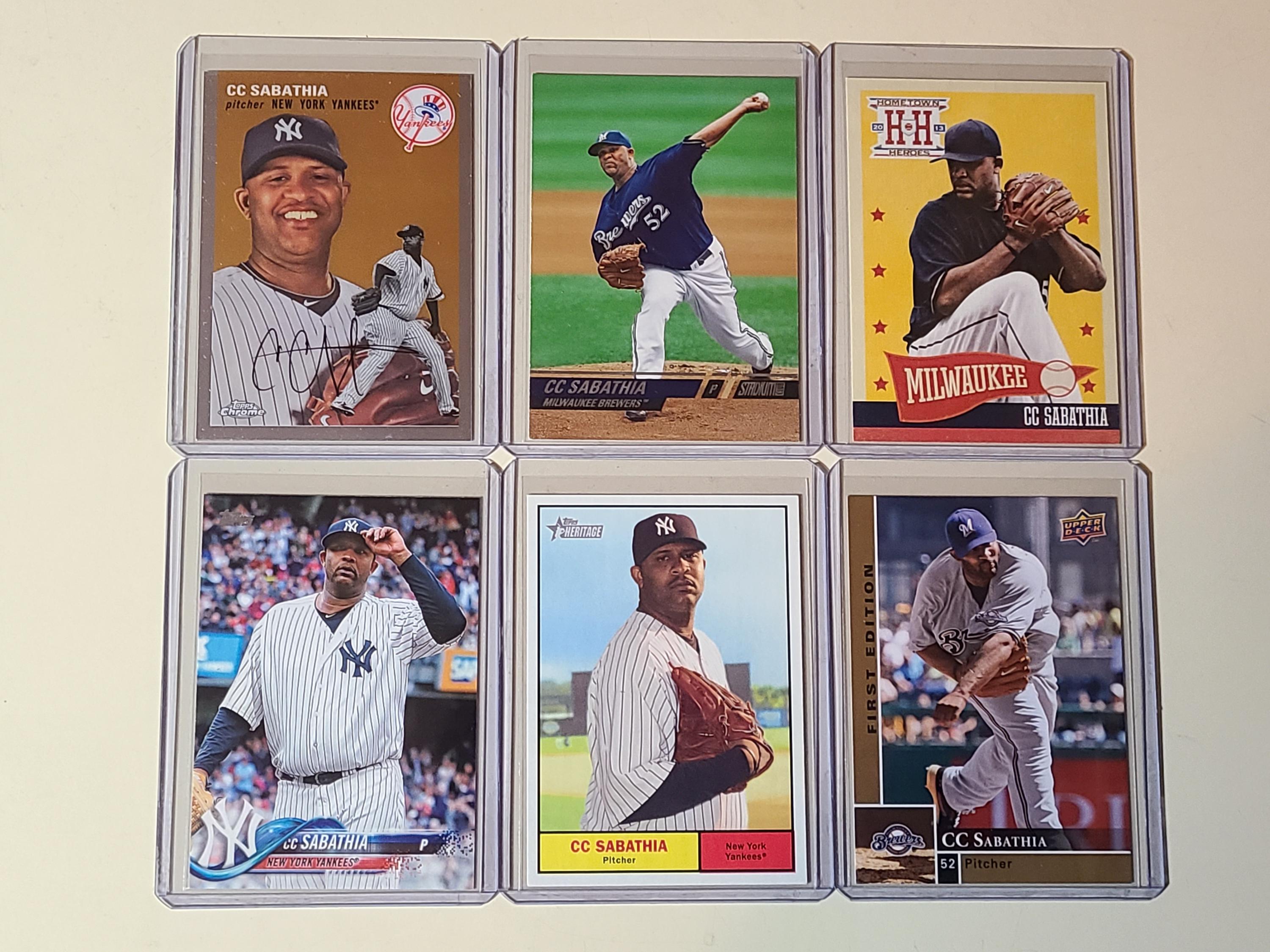 CC Sabathia 6 Baseball Card Lot Topps Chrome Platinum, Panini, Upper Deck