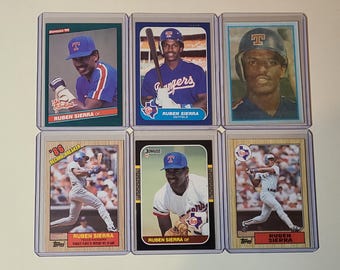 Ruben Sierra 6 Baseball Card lot of 1986 1987 Rookies, Donruss, Fleer, Sportflics, Topps