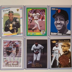 Barry Bonds 6 Baseball Card lot Fleer, Score, Topps, Pinnacle
