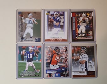 Peyton Manning 6 Football Card Lot Topps Finest, Bowman, Fleer Ultra, Colts, Broncos