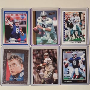 Troy Aikman 6 Football Card Lot Action Packed, Score, Collector&#39;s Edge