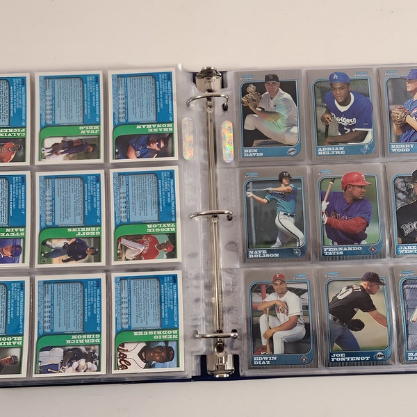 1997 Bowman Chrome Baseball Card Complete Set of 300 cards sleeved in binder with Adrian Beltre, Kerry Wood, Lance Berkman rookies