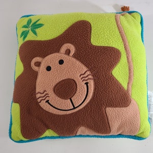 11 x 11 inch plush stuffed Lion pillow, good condition