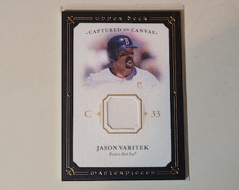 Jason Varitek 2007 Upper Deck Masterpieces Captured on Canvas Game Used Jersey Relic Baseball Card