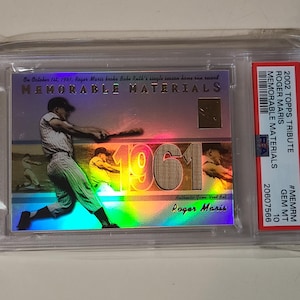 Roger Maris 2002 Topps Tribute Memorable Materials Game Used Bat Relic Baseball Card graded PSA 10 Gem Mint
