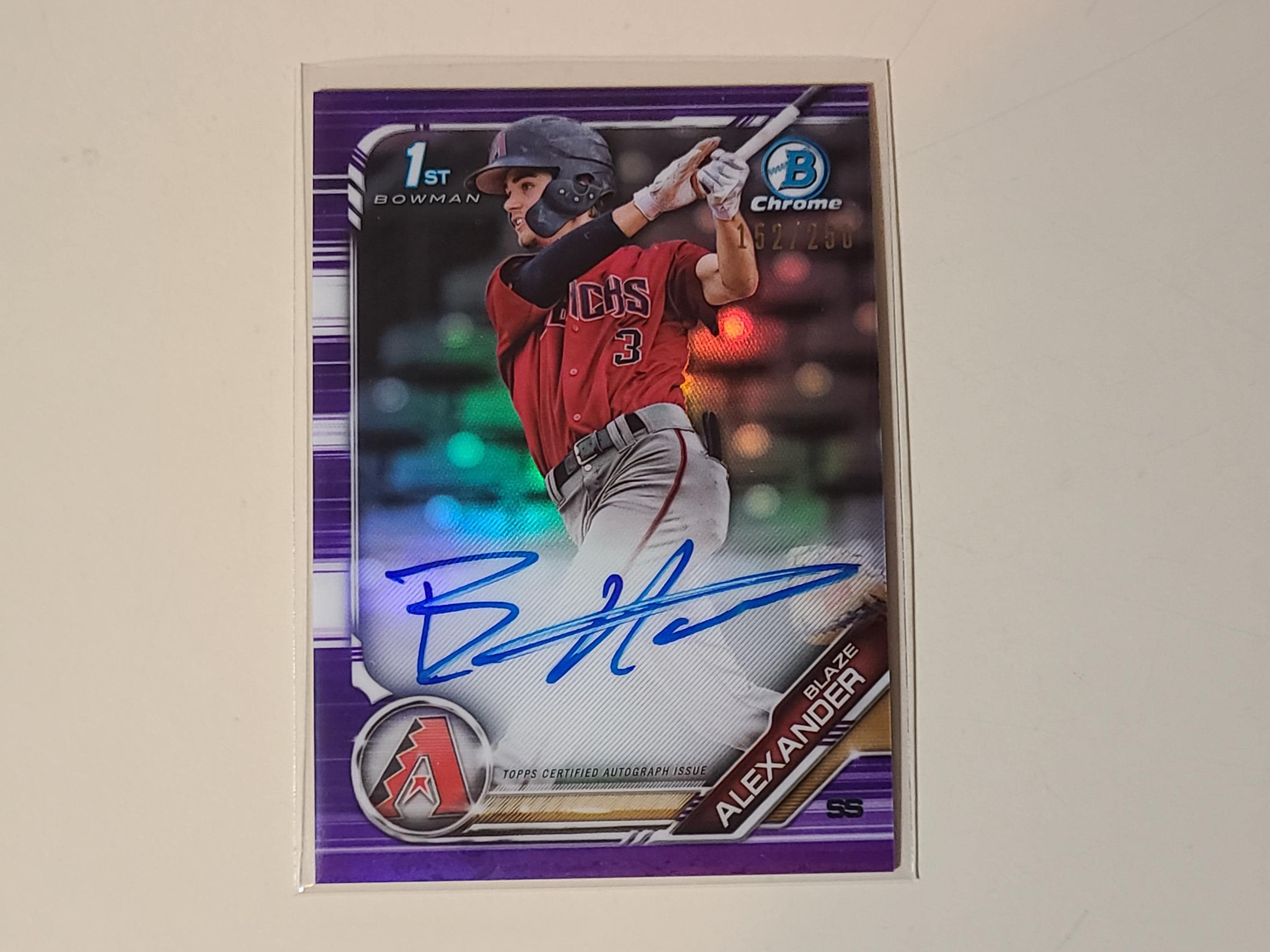 Blaze Alexander 2019 Bowman Chrome 1st Prospect Purple Refractor