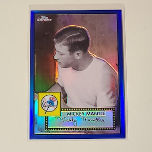 Mickey Mantle 2007 Topps Chrome Story Blue Refractor Baseball Card serial numbered #ed /100