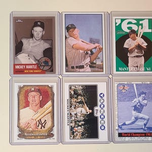Mickey Mantle 6 Baseball Card lot Topps Chrome, Bowman, Allen & Ginter