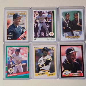 Barry Bonds 6 Baseball Card lot 1988 Topps, Upper Deck, Donruss, Fleer