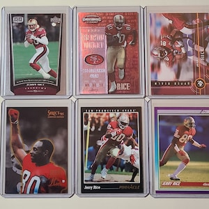 Jerry Rice 6 Football Card Lot Upper Deck, Playoff Contenders, Score, Pinnacle