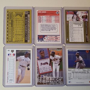 Deion Sanders 6 Baseball Card lot with 1990 Rookies, Fleer, Topps, Leaf, Upper Deck, Donruss bild 2
