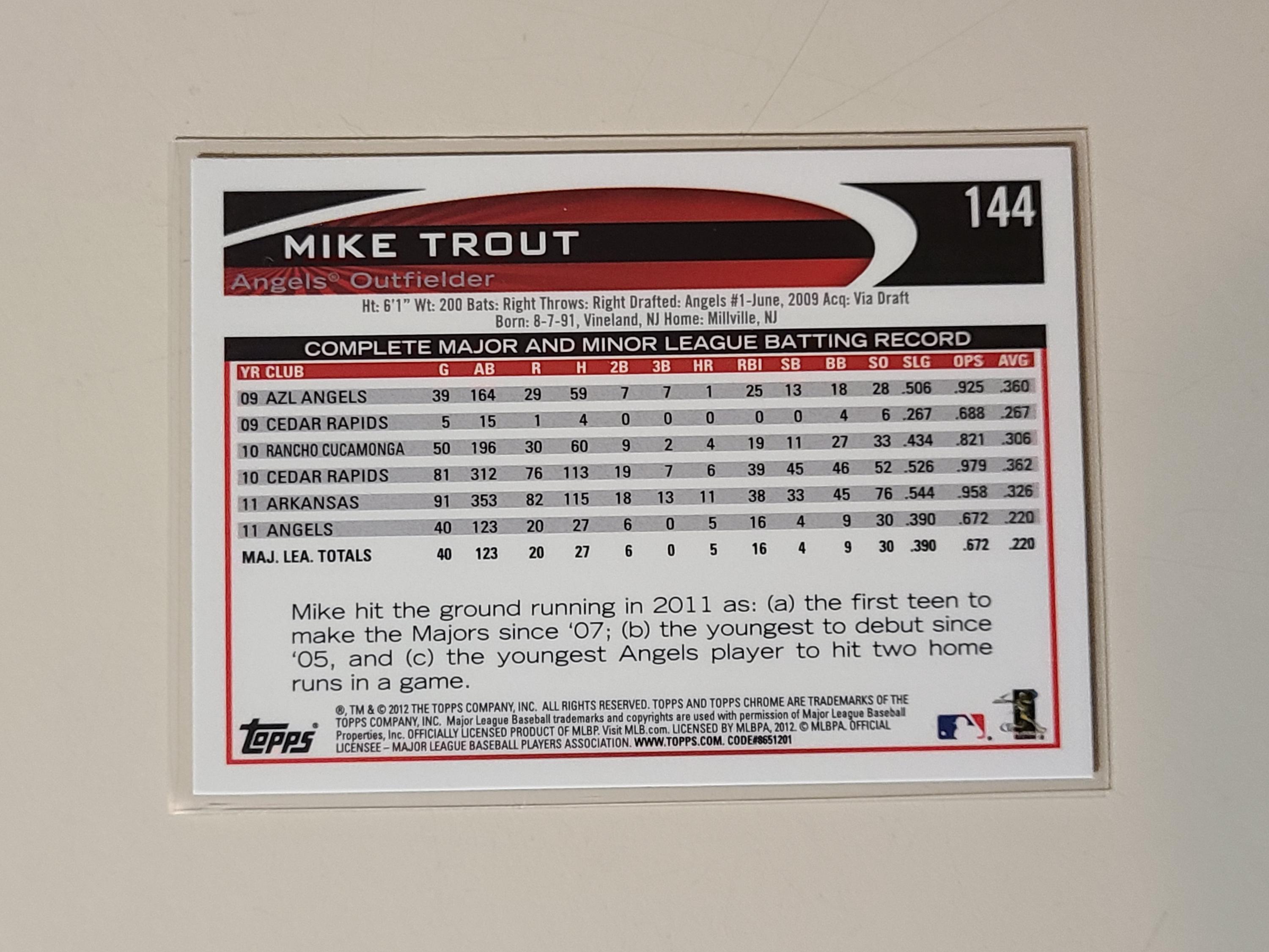 Mike Trout 2012 Topps Chrome 2nd Year Baseball Card - Etsy