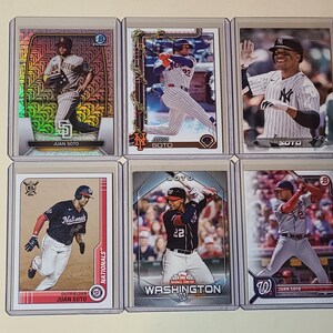 Juan Soto 6 Baseball Card lot Bowman Chrome, Topps Stadium Club, National Card Day image 1