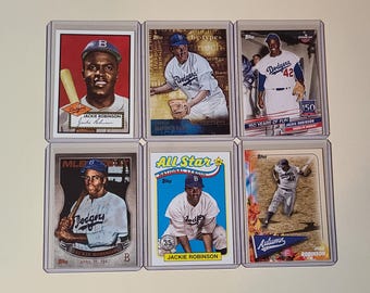 Jackie Robinson 6 Baseball Card lot Topps Anniversary, Topps 52 Reprint and Inserts