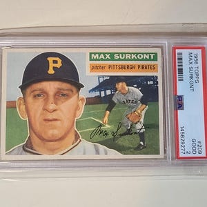 Max Surkont 1956 Topps Baseball Card graded PSA 2 Good immagine 1