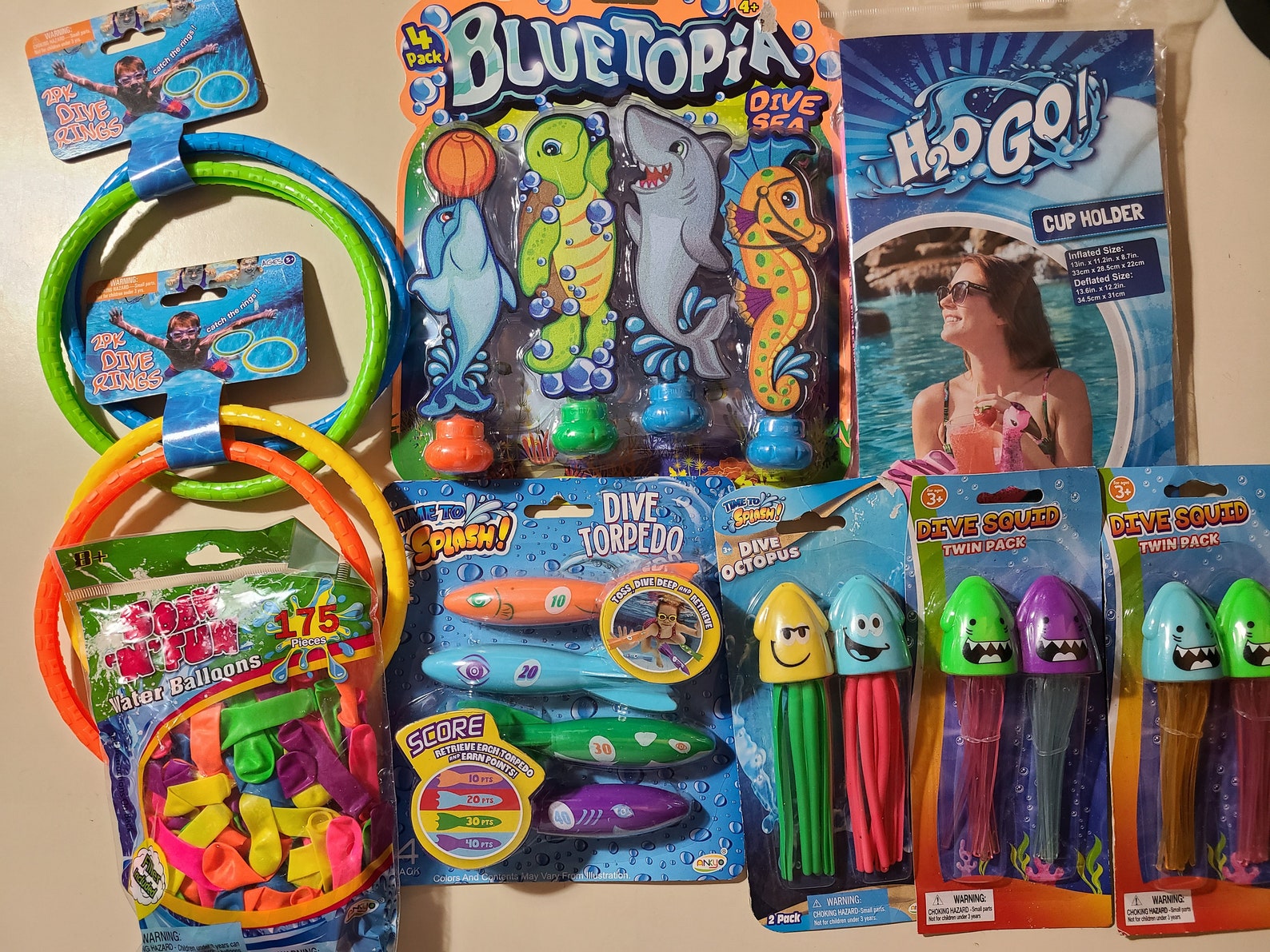 Pool Diving Toys and other pool stuff and water balloons NEW