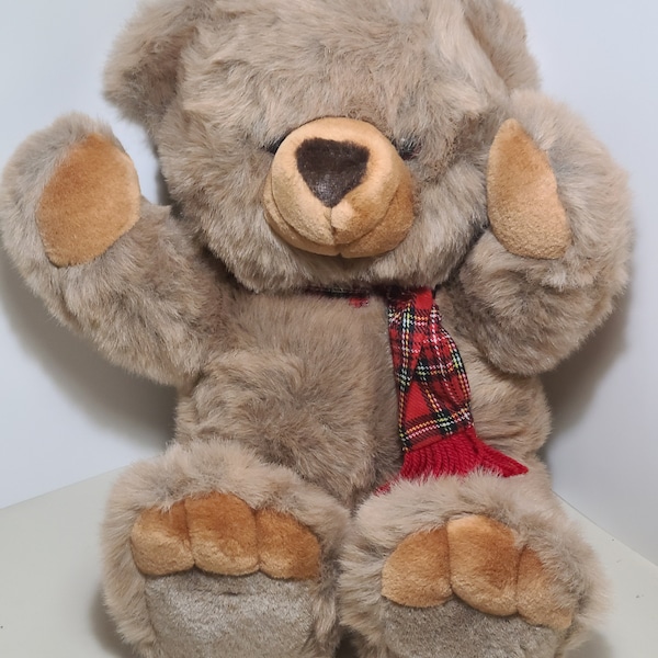 21 inch plush stuffed Holiday Teddy Bear doll, made by JCPenney, good condition