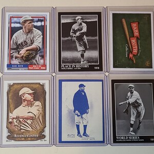 Babe Ruth 6 Baseball Card lot Red Sox, Topps, Conlon, Allen & Ginter