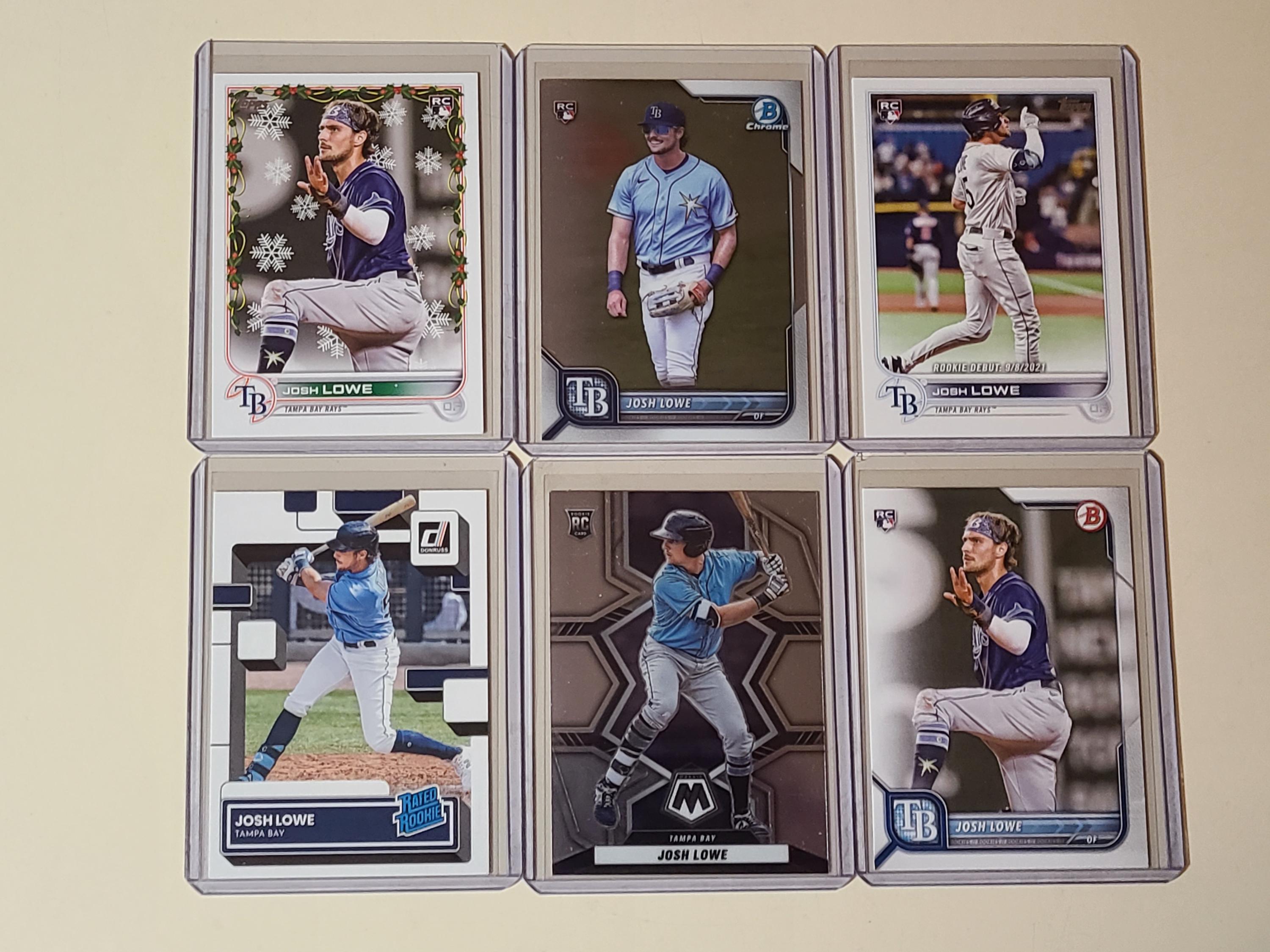 Josh Lowe 6 Baseball Card Lot of 2022 Rookies, Topps Holiday 