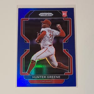 Hunter Greene 2022 Panini Prizm Blue Prizm RC Rookie Baseball Card