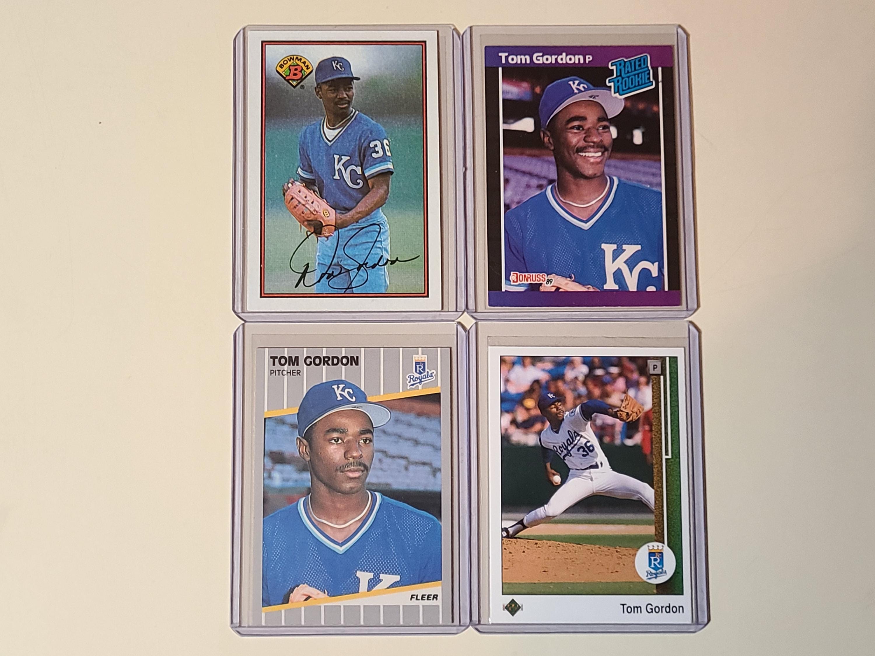 Tom Gordon 4 Baseball Card Lot of 1989 Rookies, Bowman, Donruss