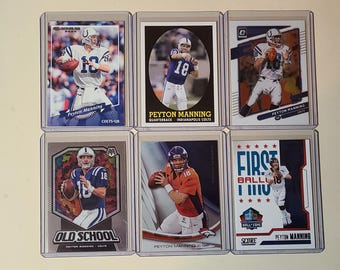 Peyton Manning 6 Football Card Lot Donruss, Topps, Panini, Score