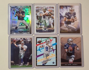 Tony Romo 6 Football Card Lot Topps Chrome Refractor, Upper Deck, Panini Elite