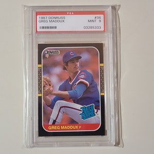1987 Donruss Greg Maddux RC Rookie Baseball Card graded PSA 9 Mint image 1